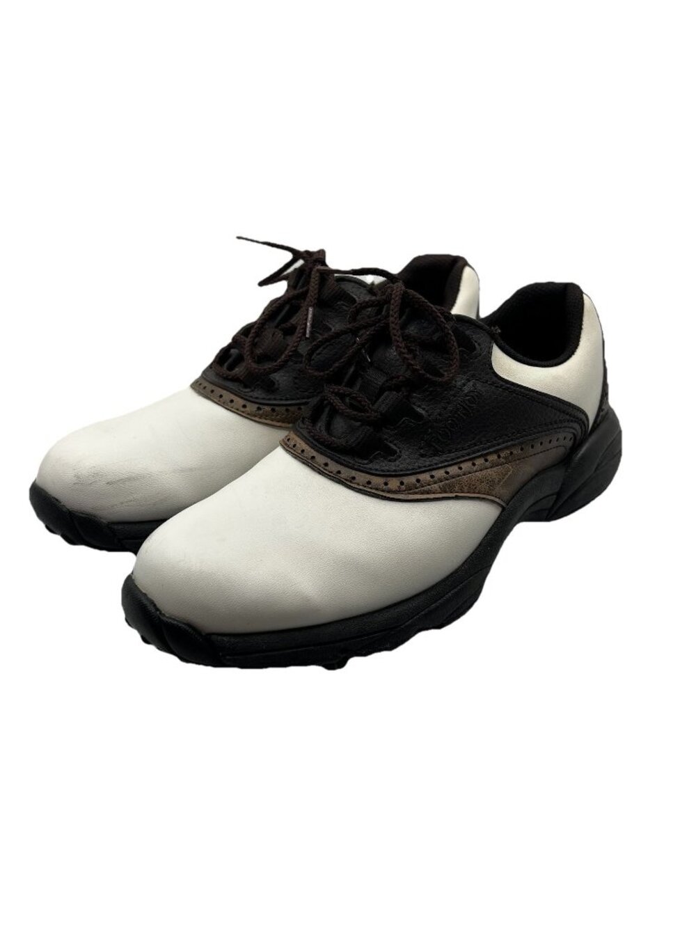 FootJoy GreenJoys Golf Shoes Mens 7 M White Brown Saddle Soft Spikes 45402